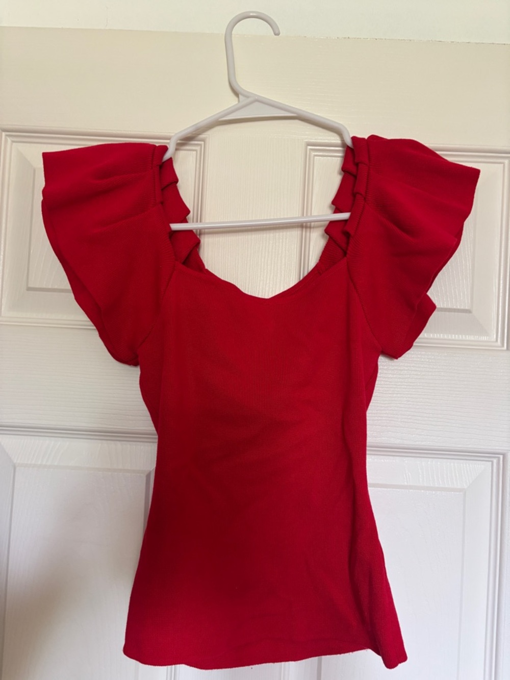 Red Ruffle Sleeve Top